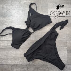 Aleumdr U Wire Tie Back Cheeky Bikini Swimsuit Size M